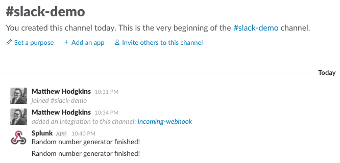 Viewing basic alert in slack